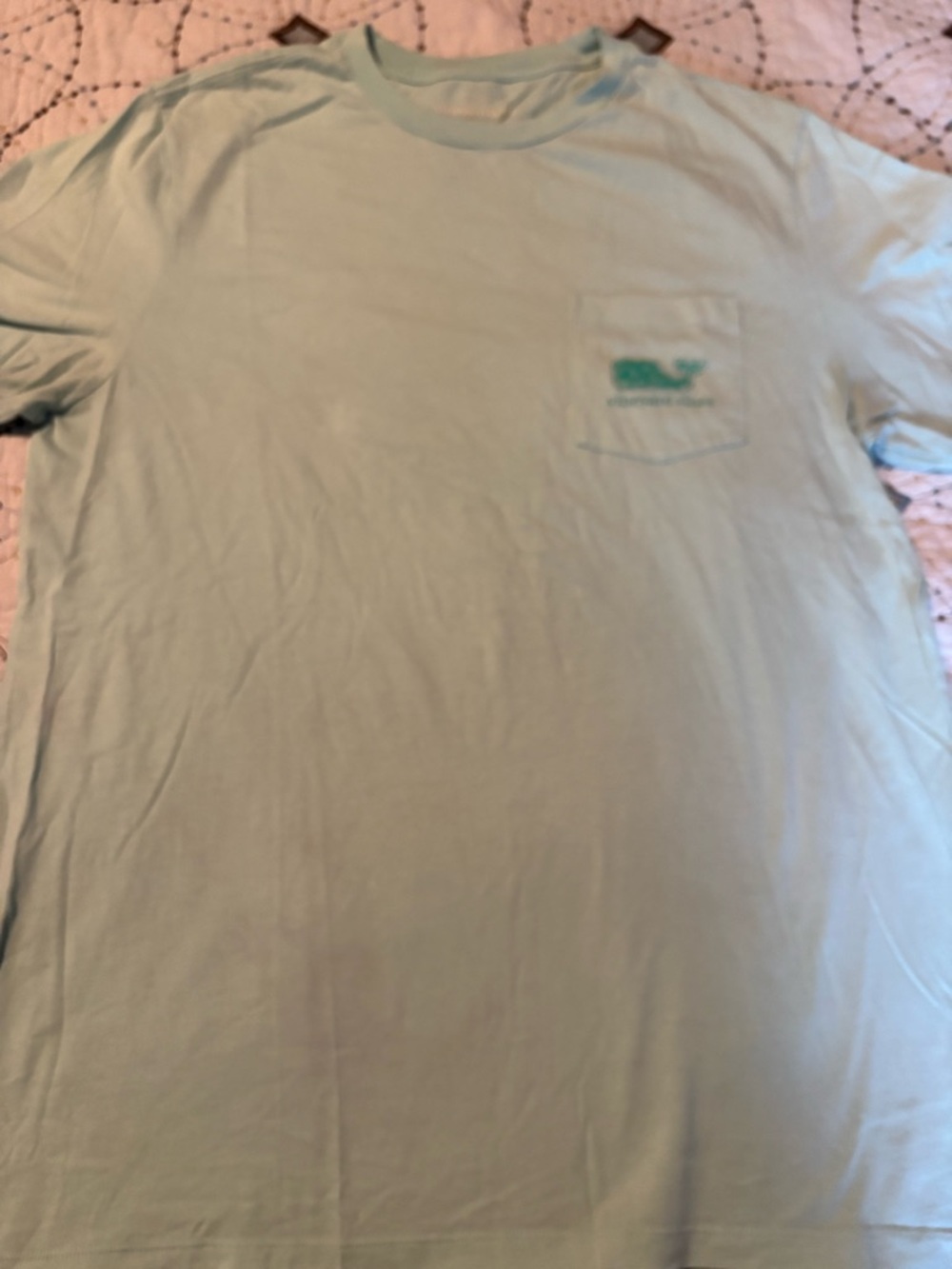 Vineyard Vines Pastel Blue Pocket Tee with Whale Logo